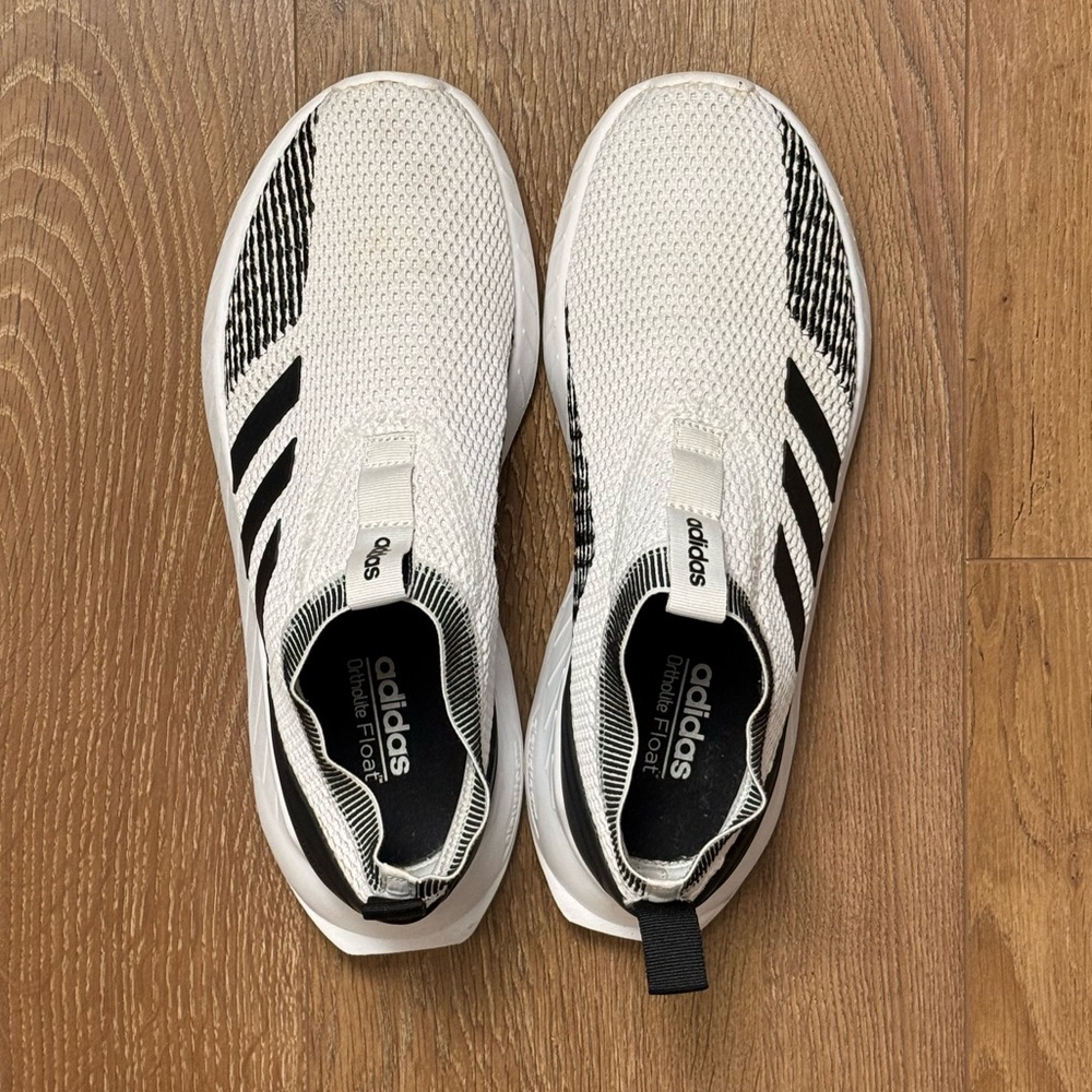 Adidas Men's White and Black Slip-On Sneakers